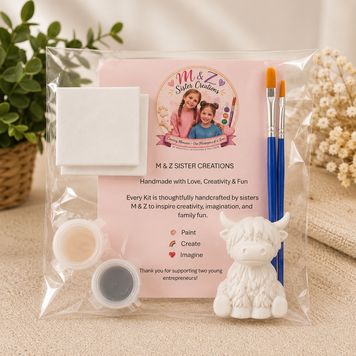 Highland Cow Paint Kit — Handmade by Young Artists
