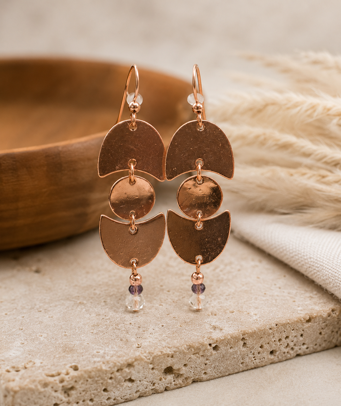 Rose Gold Geometric Statement Earrings