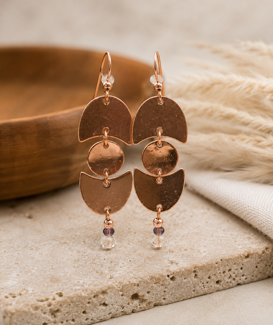 Rose Gold Geometric Statement Earrings